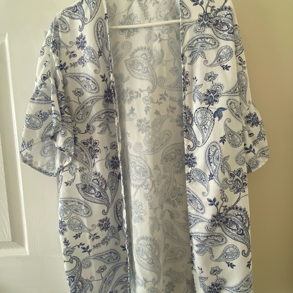 Blue and White Paisley Kimono